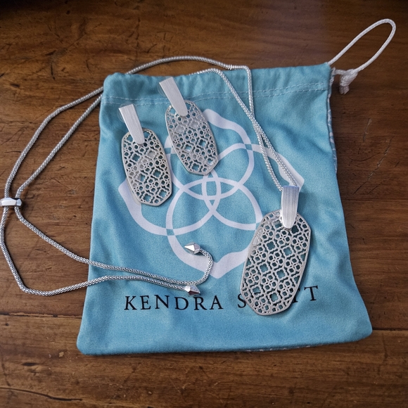 Kendra Scott Silver Necklace and Earrings Set